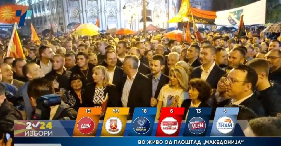 Proslava na izbornata pobeda na VMRO-DPMNE na Plostadot Makedonija vo Skopje