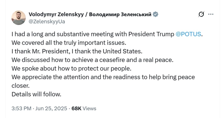 Володимир Зеленски по средбата со Доналд Трамп