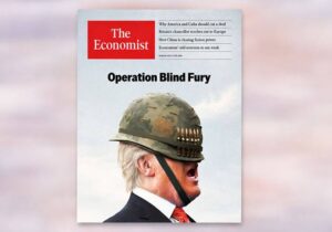 „Операција Слеп бес“ – „Економист“ со иронична насловна фотографија на Трамп за војната со Иран